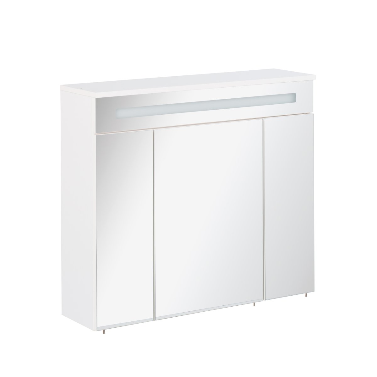 Kara LED Spiegelschrank Korpusfarbe: Weiß Matt Frontfarbe: Weiß - Glas lackiert