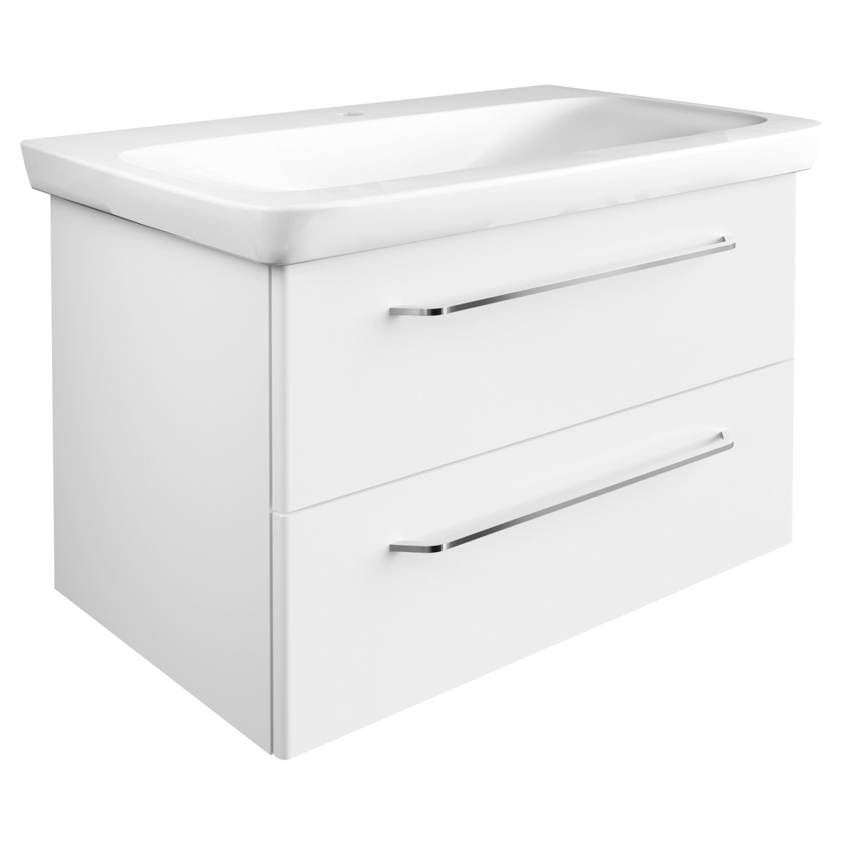 Milano Waschtischunterschrank 80cm - Weiß Hochglanz - Weiß Matt