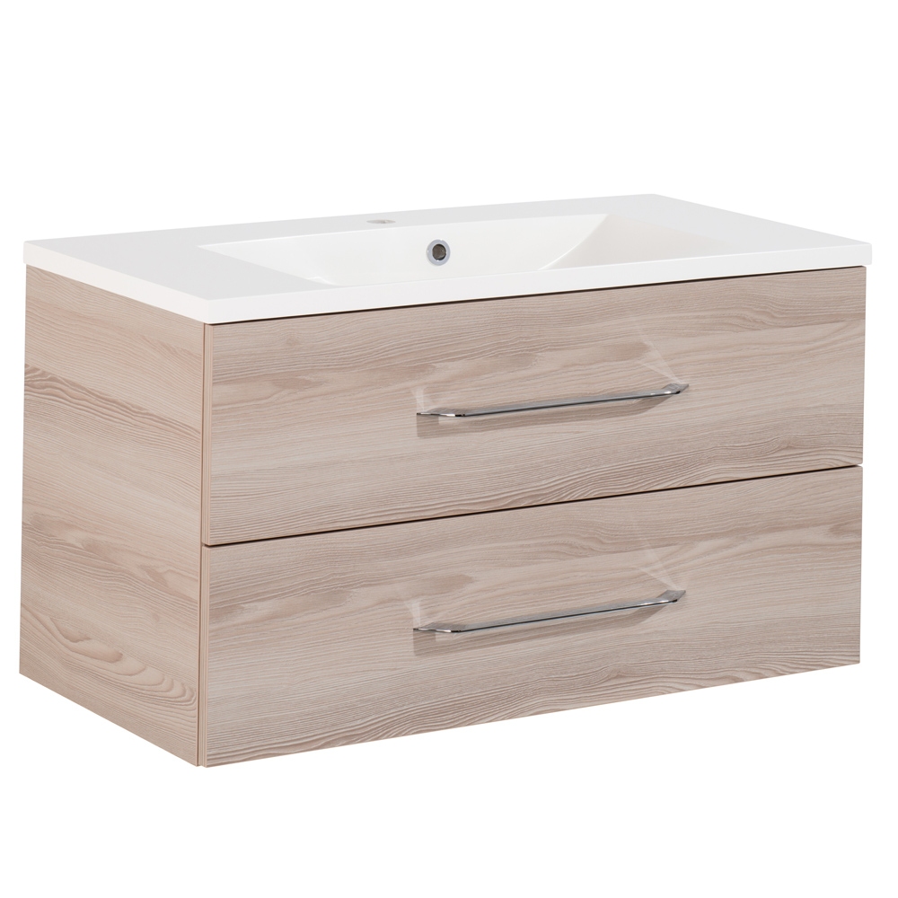 B.clever Waschtischset 90cm Korpusfarbe: Alaska-Esche Frontfarbe: Alaska-Esche