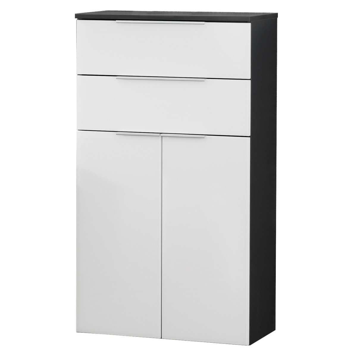 Kara Midischrank Korpusfarbe: Anthrazit Frontfarbe: Weiß - Glas lackiert