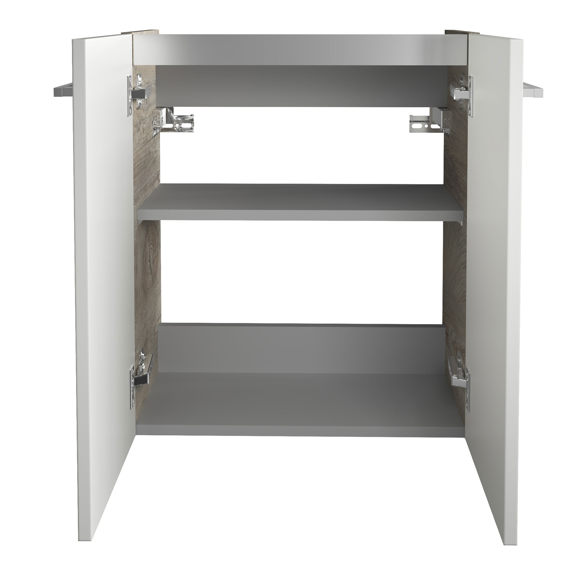 SBC Beckenunterschrank 55 Weiß Hochglanz - Nature-Oak-Optik