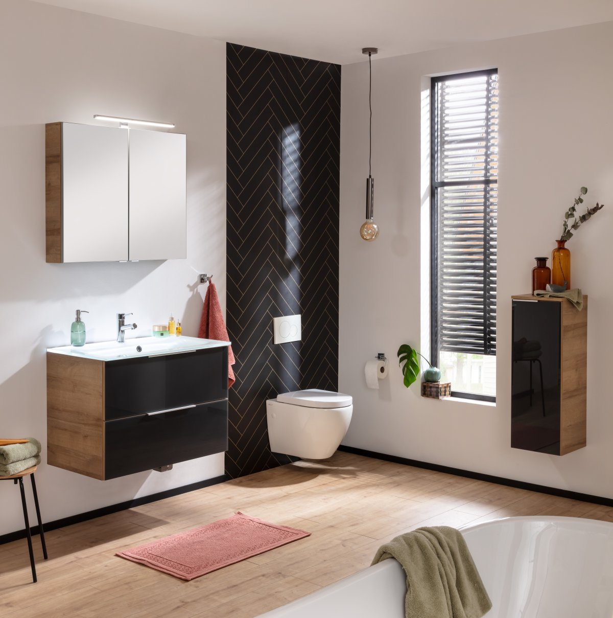 B.brillant LED Spiegelschrank 80cm - Ast Eiche
