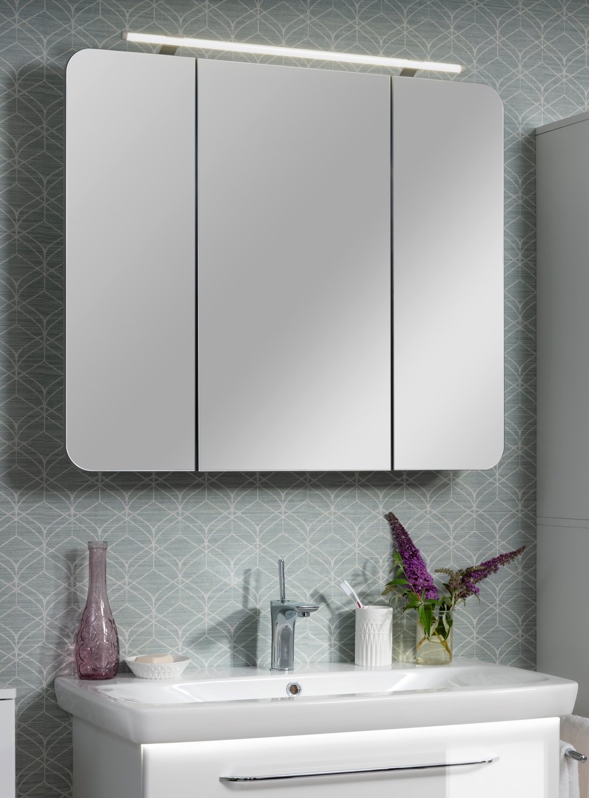 Milano Spiegelschrank Weiß - 90cm