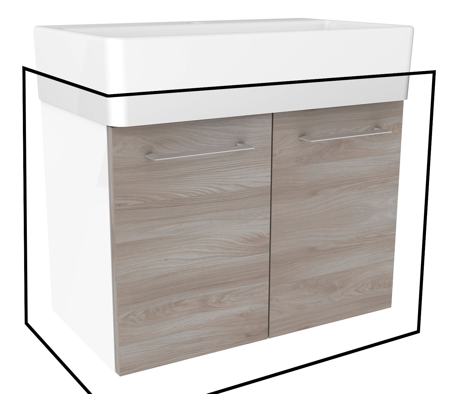 Lima Waschtischunterschrank 59cm Korpusfarbe: Weiß Matt Frontfarbe: Steinesche