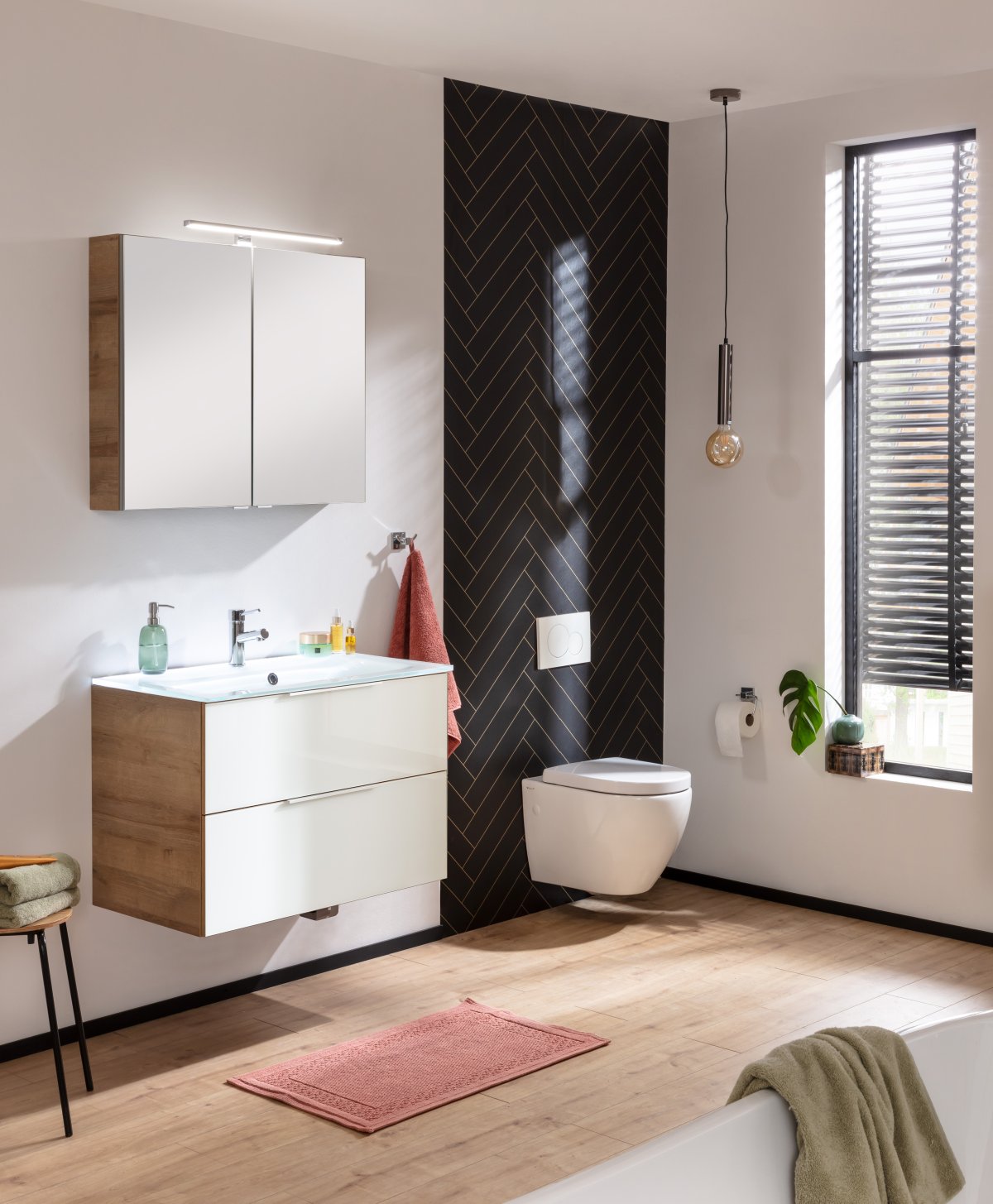 B.brillant LED Spiegelschrank 80cm - Ast Eiche