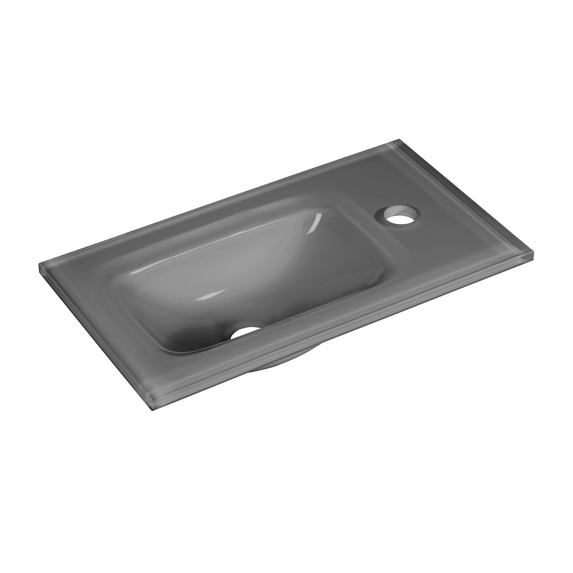 Gäste-WC Glasbecken grau