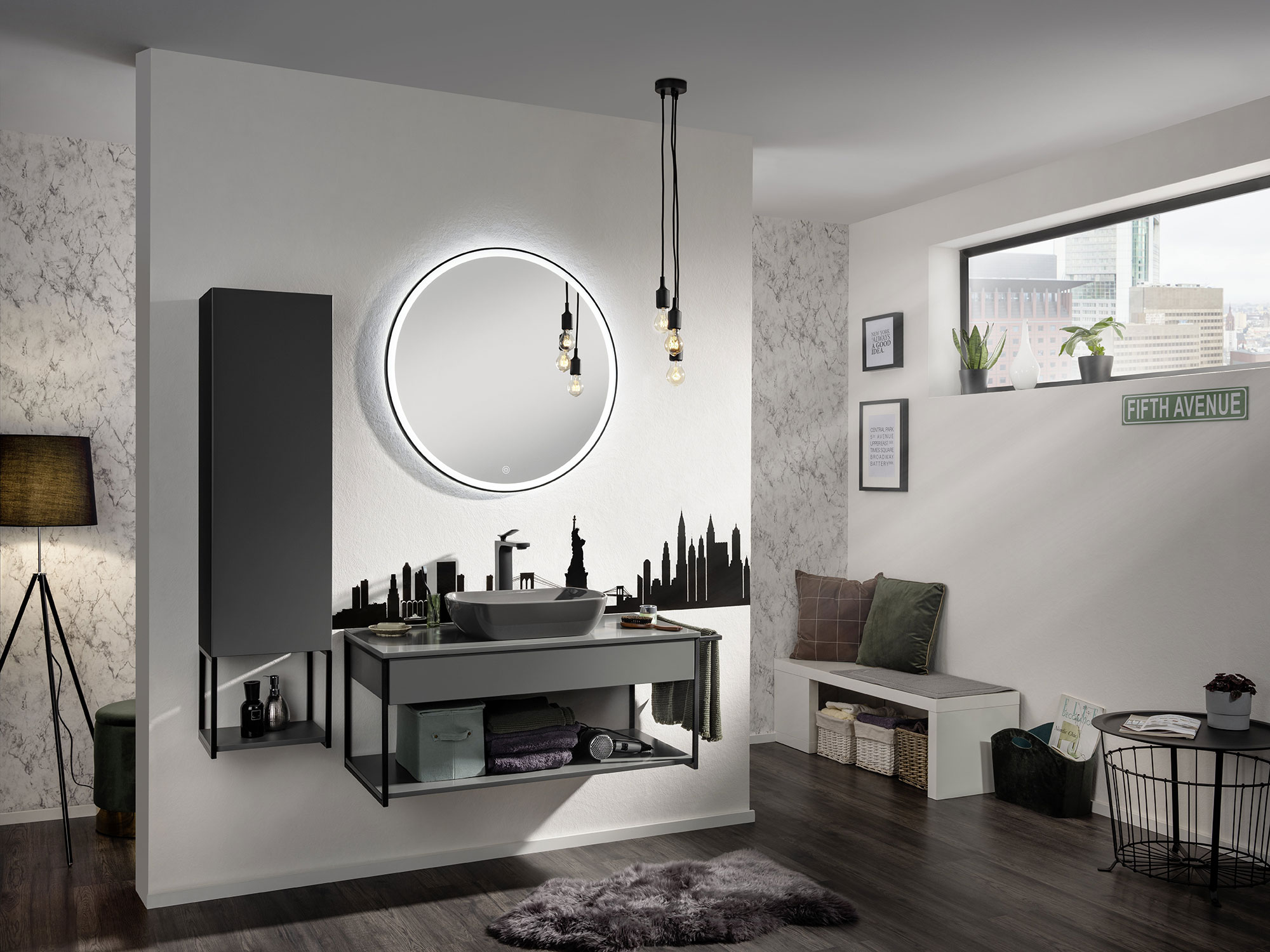 New York Midischrank 330 mm grau