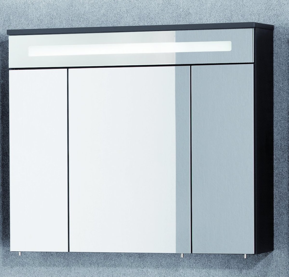 Kara LED Spiegelschrank Korpusfarbe: Anthrazit Frontfarbe: Anthrazit - Glas lackiert