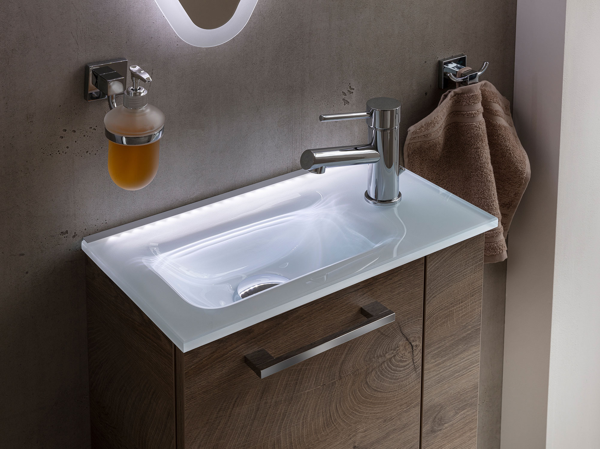 Gäste-WC Glasbecken weiß