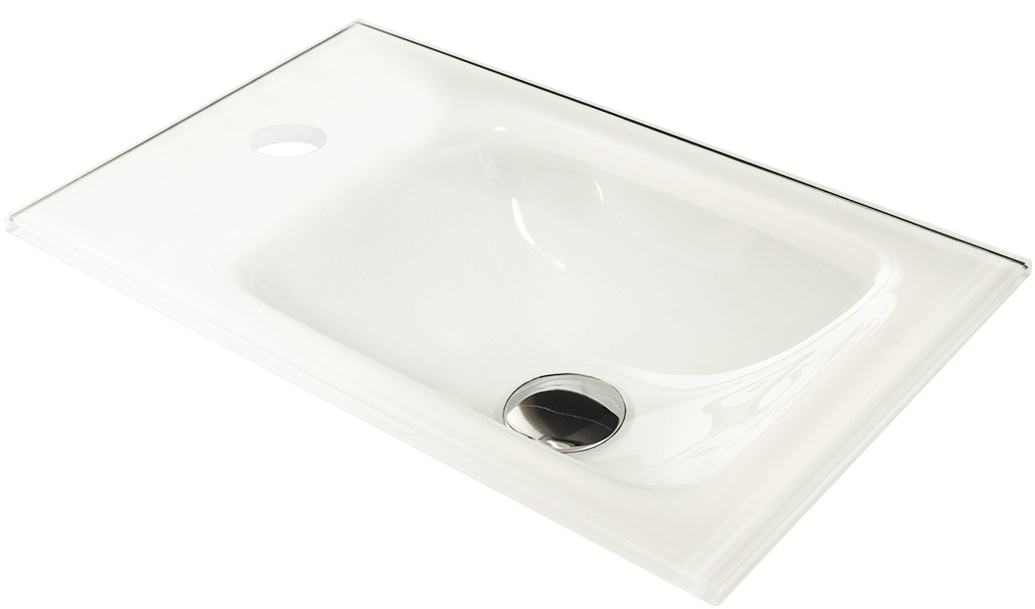Gäste-WC Glasbecken weiß