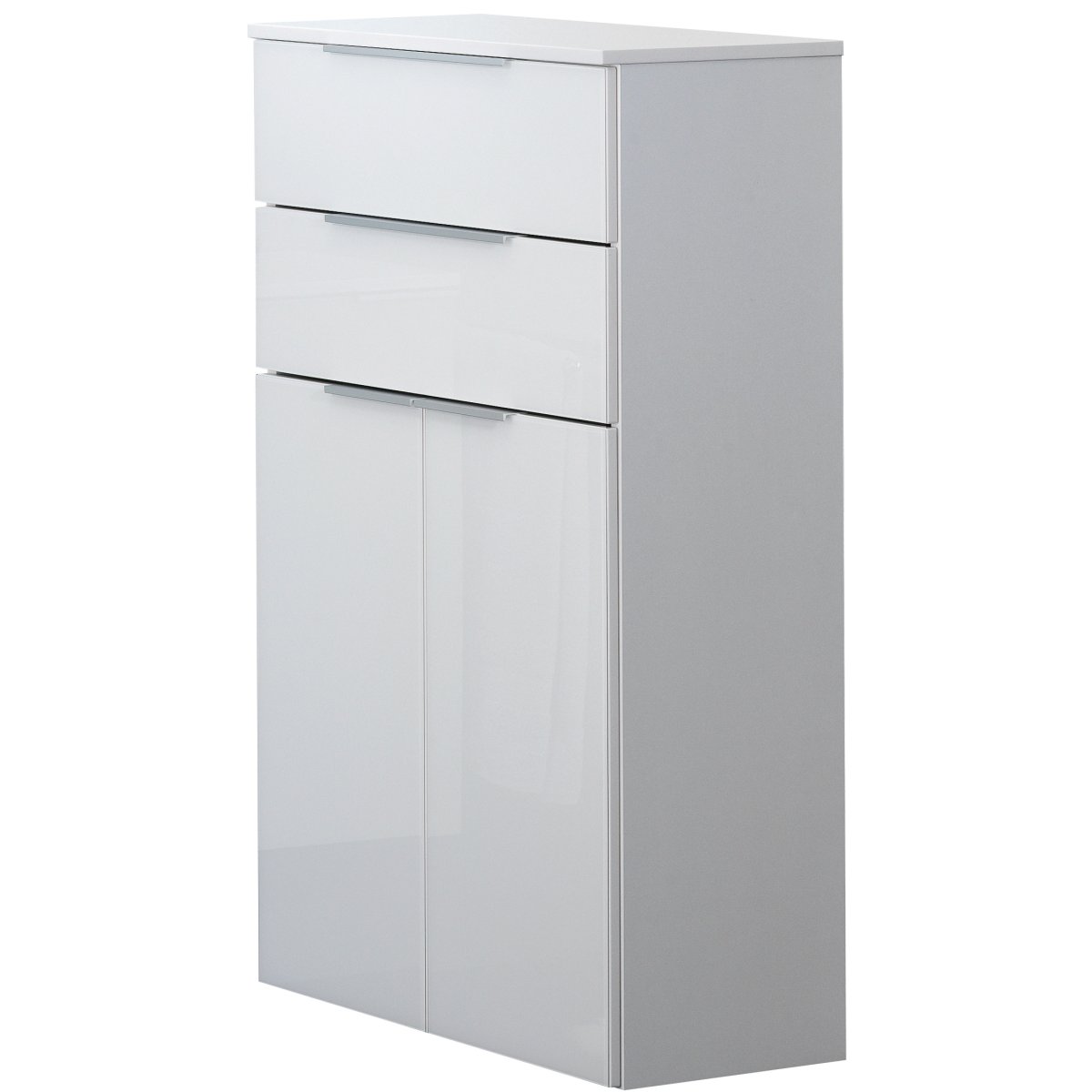 Kara Midischrank Korpusfarbe: Weiß Matt Frontfarbe: Weiß - Glas lackiert