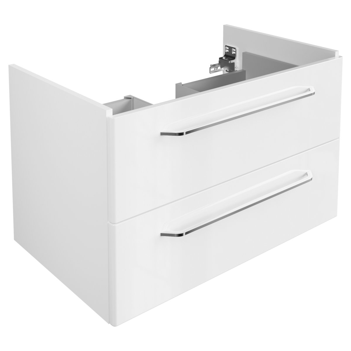 Milano Waschtischunterschrank 80cm - Weiß Hochglanz - Weiß Matt