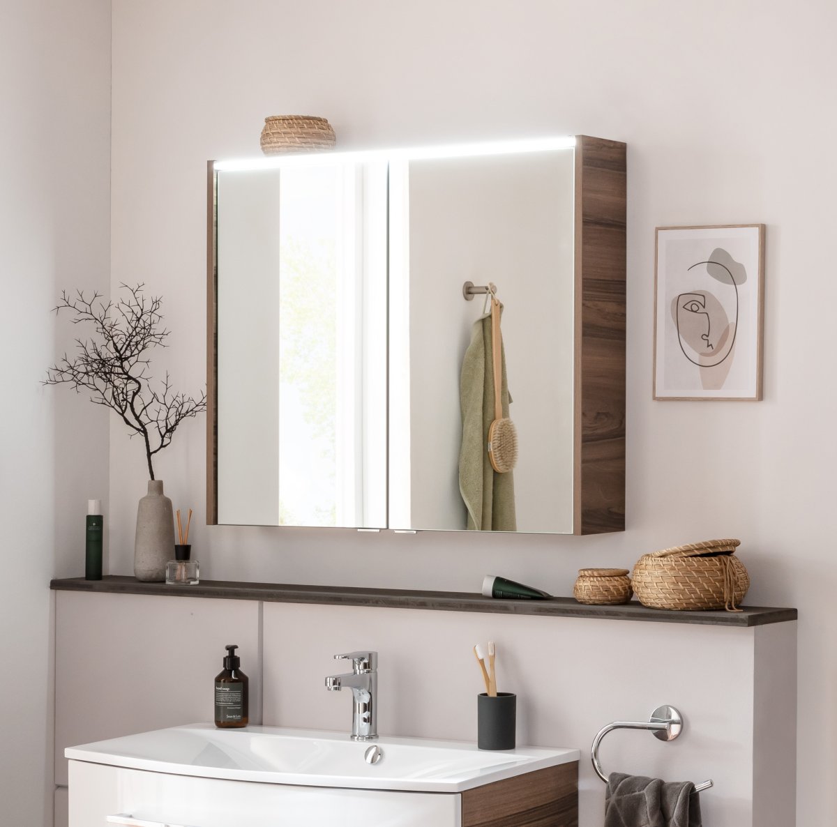 Verona Spiegelschrank 80cm - Nussbaum