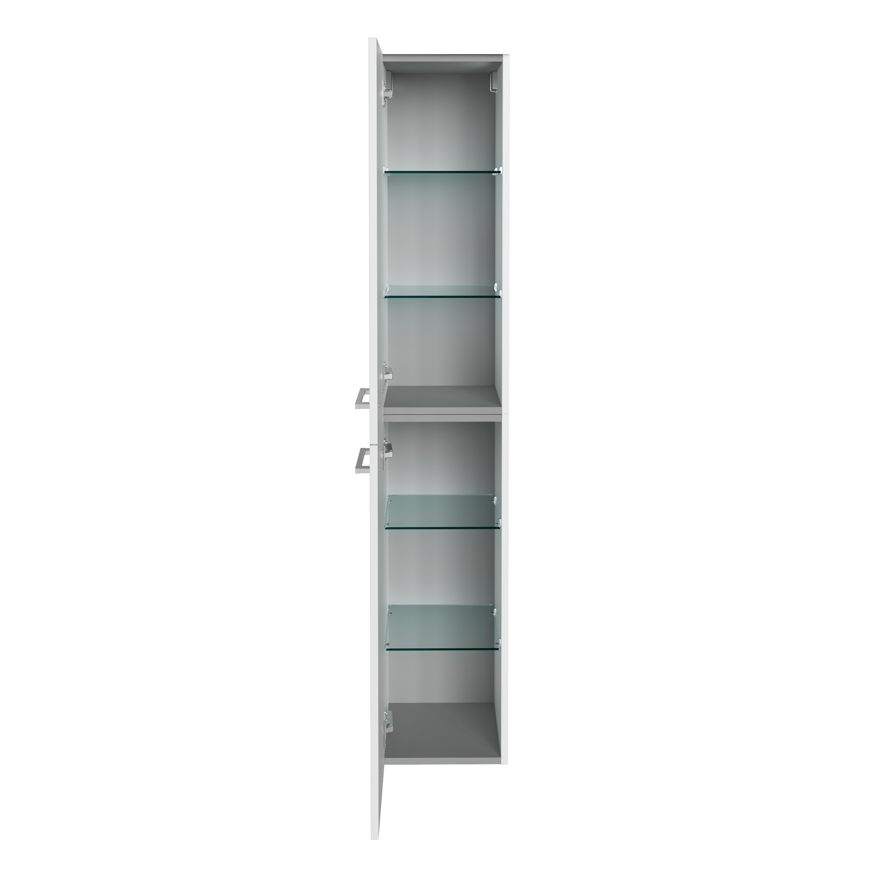 B.Style Hochschrank 30 cm Korpusfarbe: Weiß Glanz Frontfarbe: Weiß Hochglanz Anschlag: Links