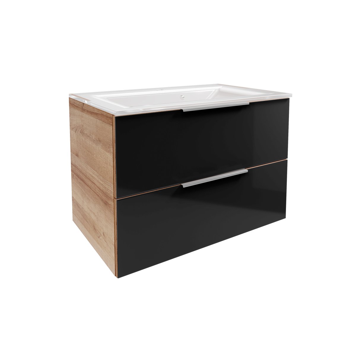 B.brillant Waschplatz Badmöbelset 80cm - Ast Eiche - Glas Anthrazit