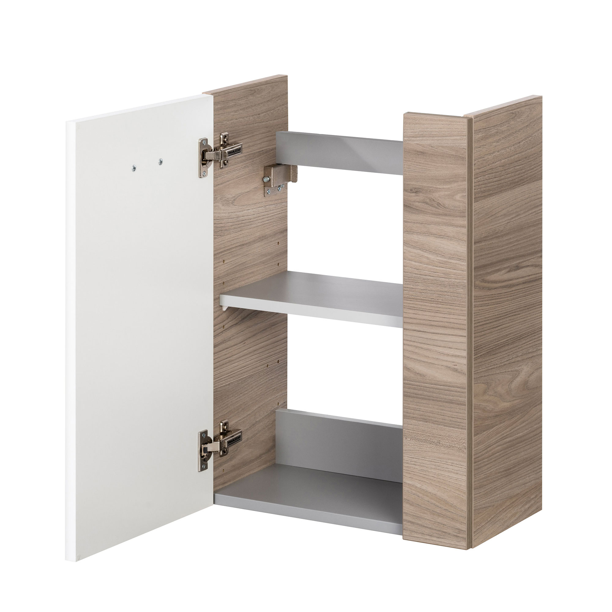 SBC Beckenunterschrank 45 - Front Weiß Hochglanz - Korpus Steinesche - Linksanschlag