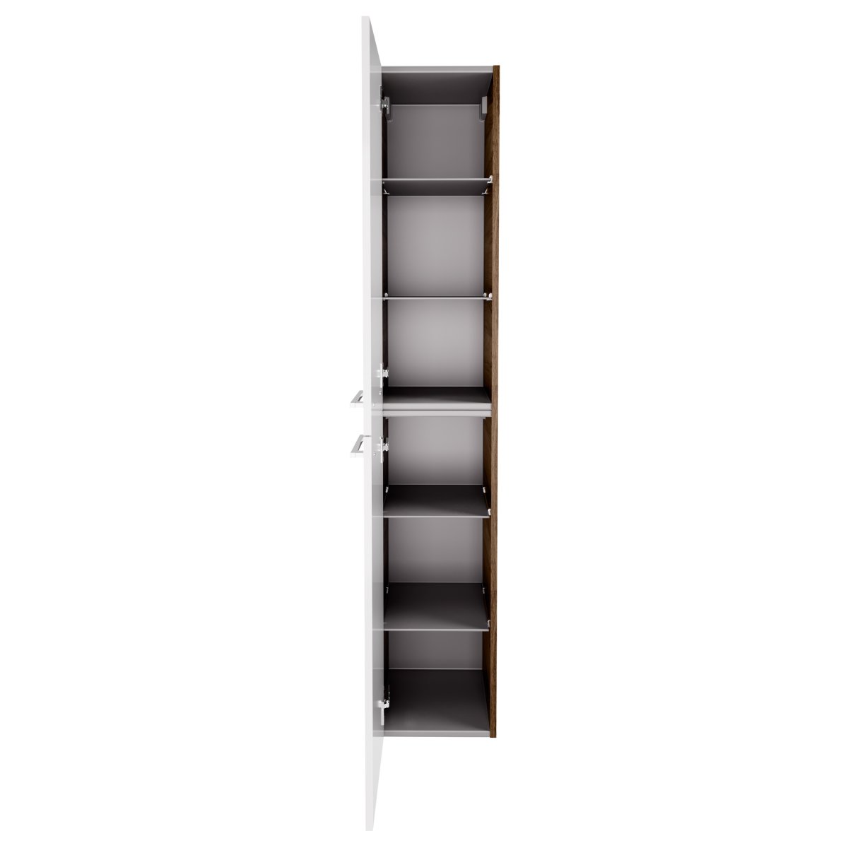 Verona Hochschrank links - Weiß Hochglanz - Nussbaum