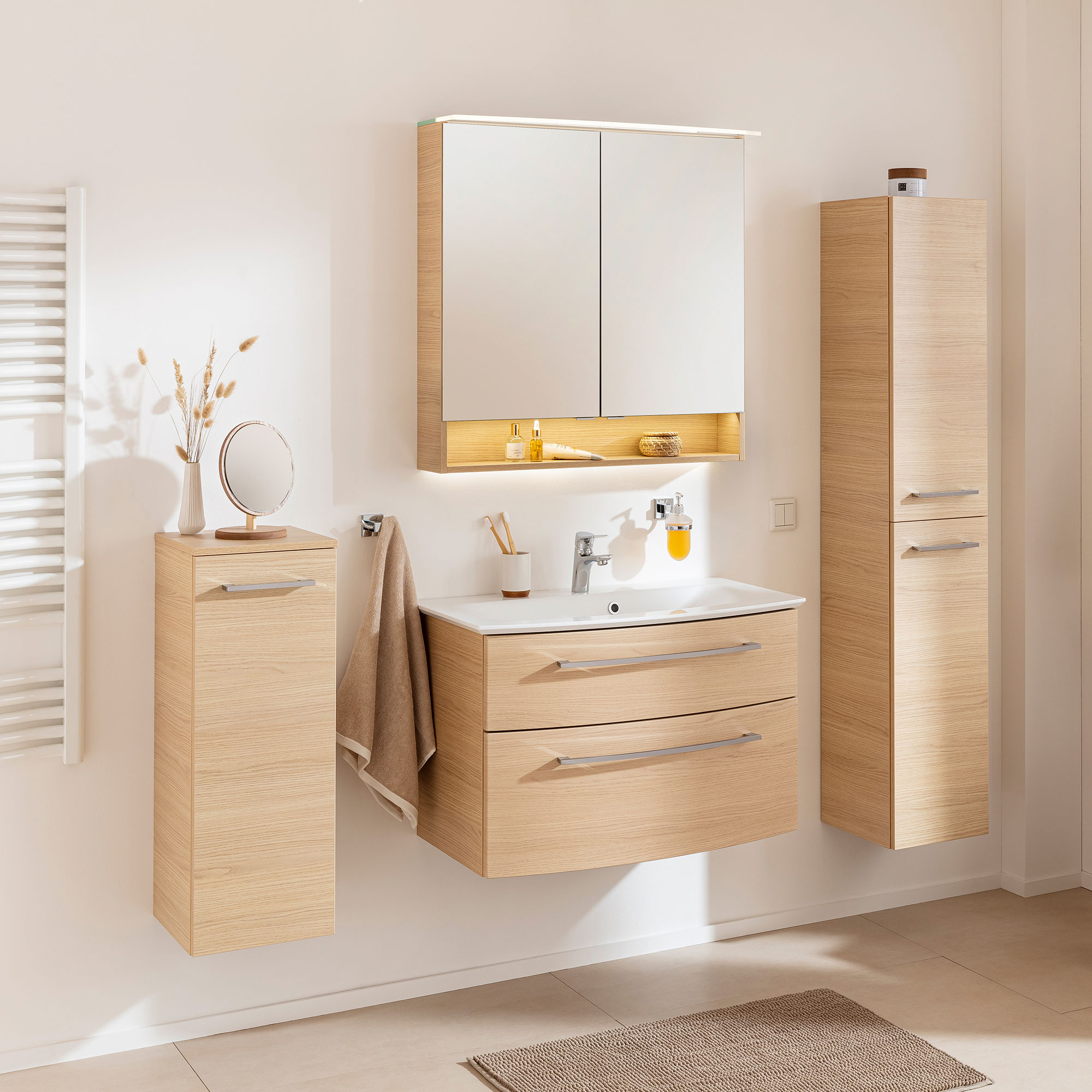 B.Style Waschtischset 83 cm Korpusfarbe: Sandeiche Frontfarbe: Sandeiche