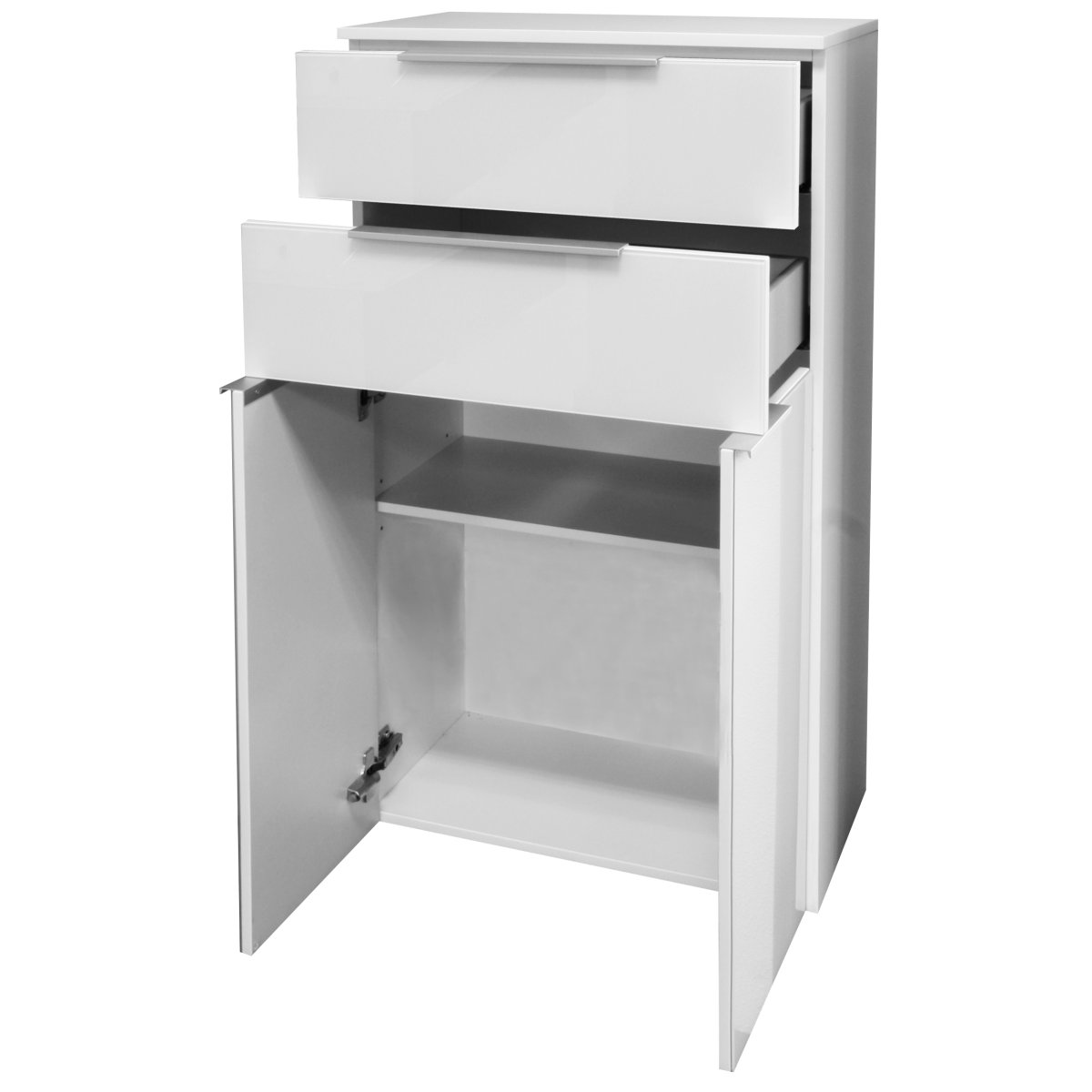 Kara Midischrank Korpusfarbe: Weiß Matt Frontfarbe: Weiß - Glas lackiert