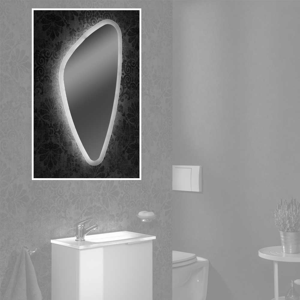 Flachspiegel Organic - mit LED Beleuchtung - 40cm