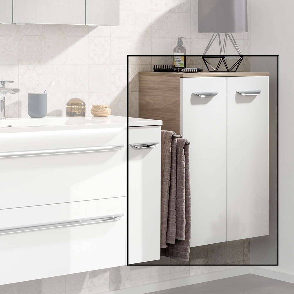 Luxor Doppel-Midischrank -Weiß Hochglanz - Steinesche - 60cm