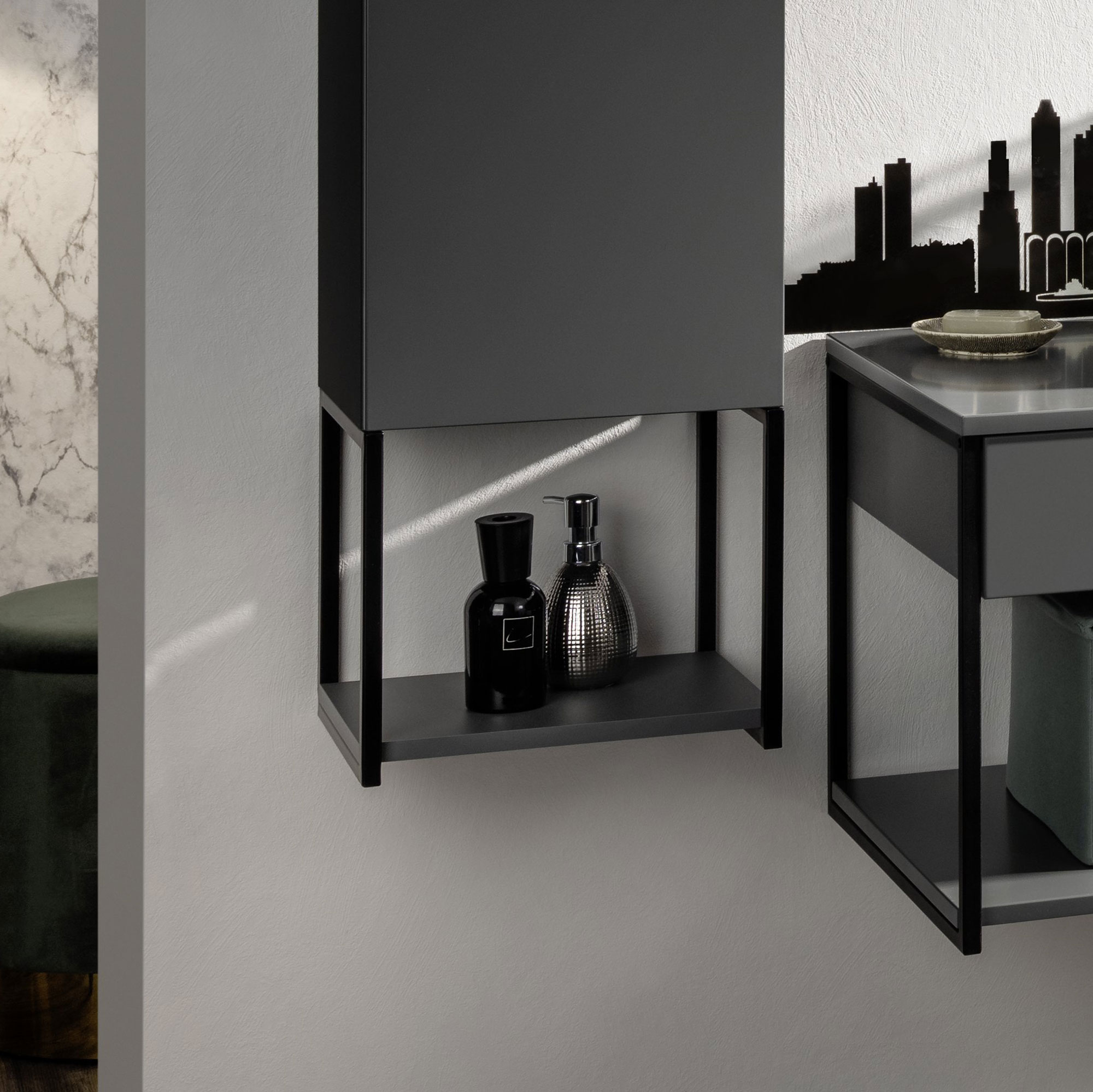 New York Unterregal für Midischrank 330 mm grau