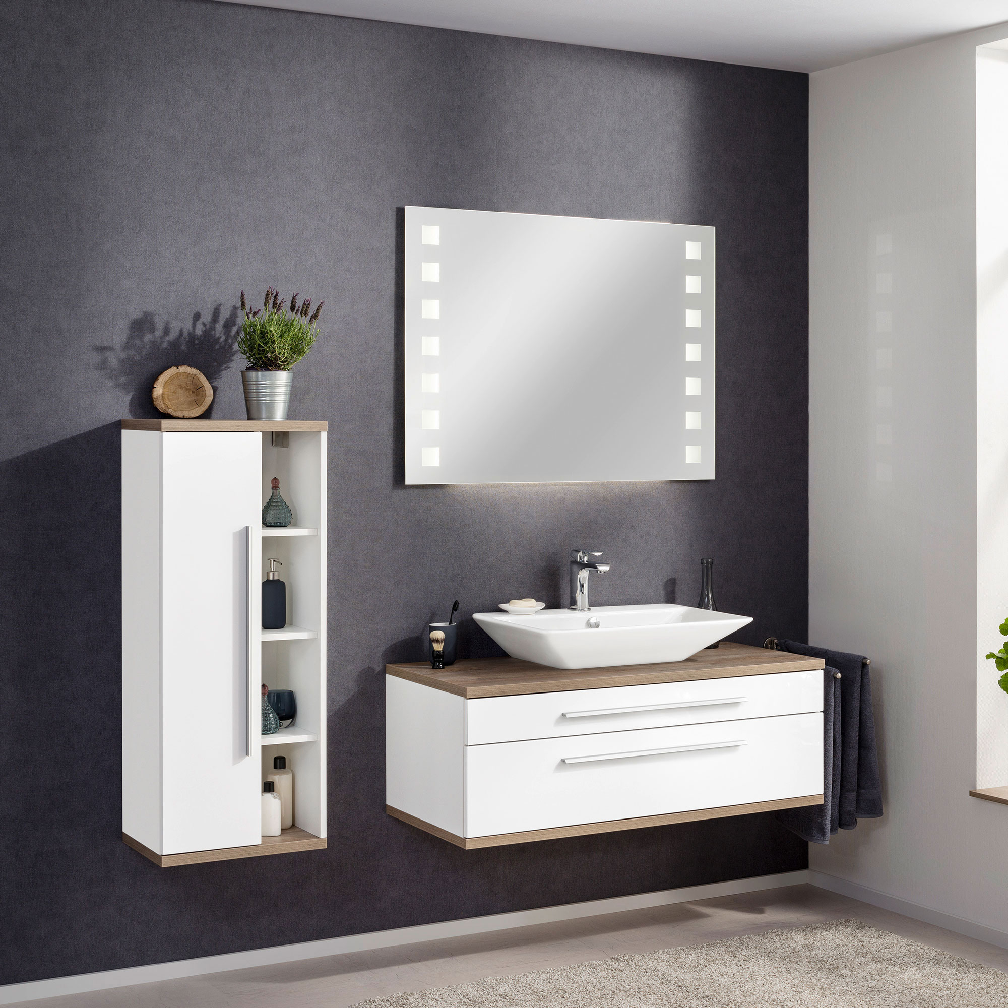 Stanford Midischrank - Weiß - Nature Oak - links