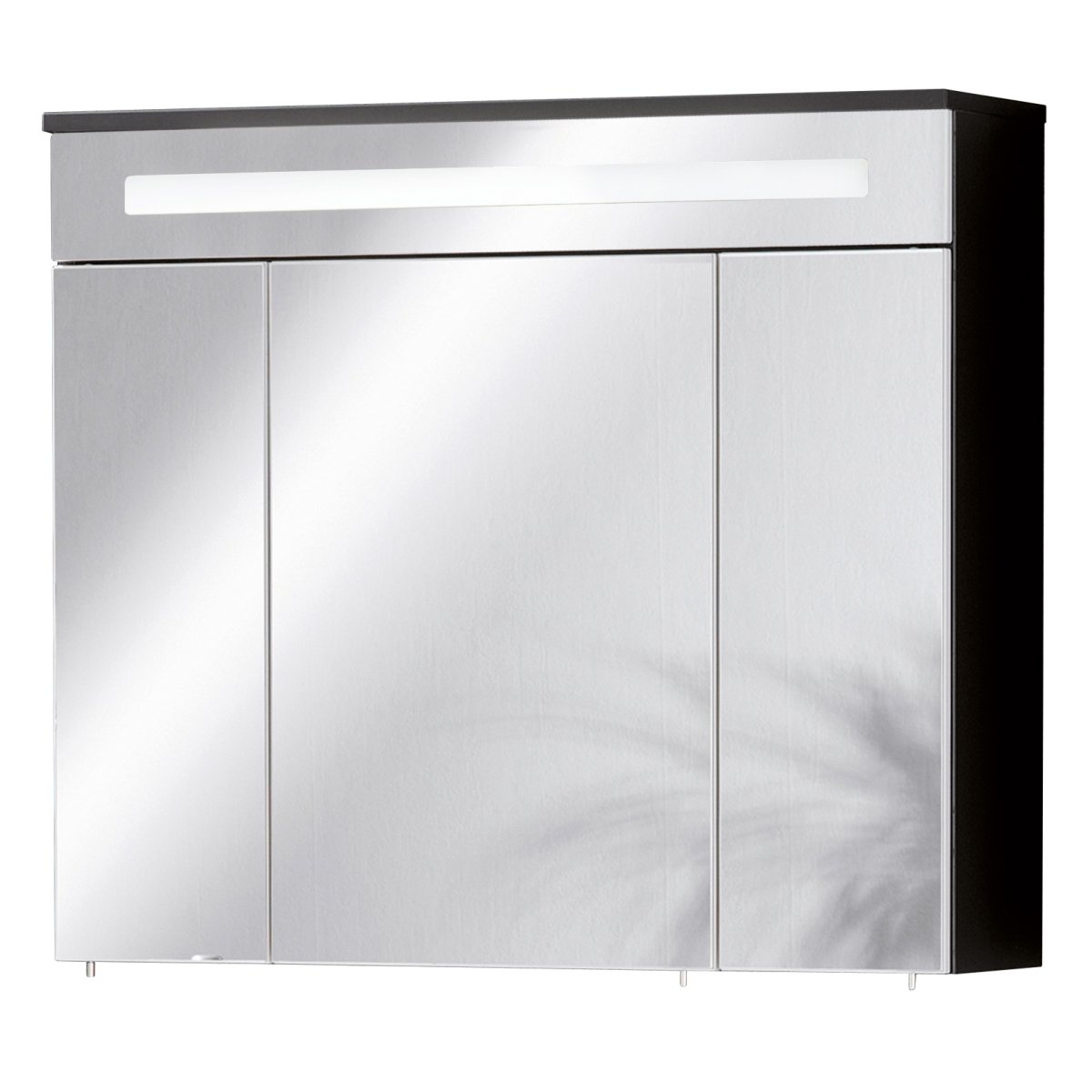 Kara LED Spiegelschrank Korpusfarbe: Anthrazit Frontfarbe: Weiß - Glas lackiert
