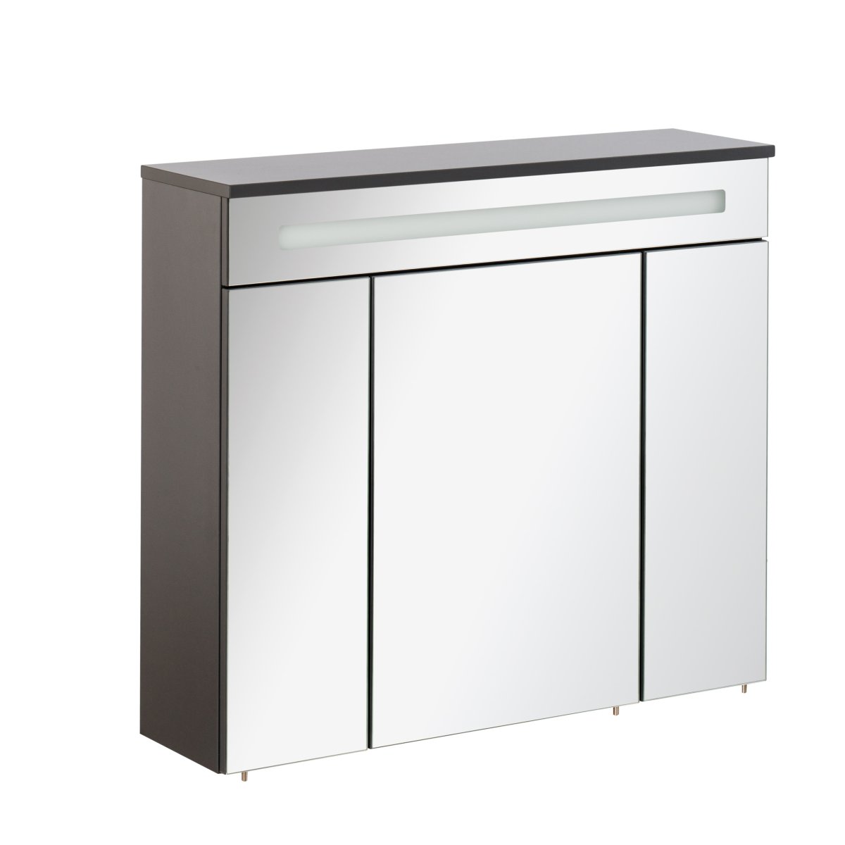 Kara LED Spiegelschrank Korpusfarbe: Anthrazit Frontfarbe: Anthrazit - Glas lackiert