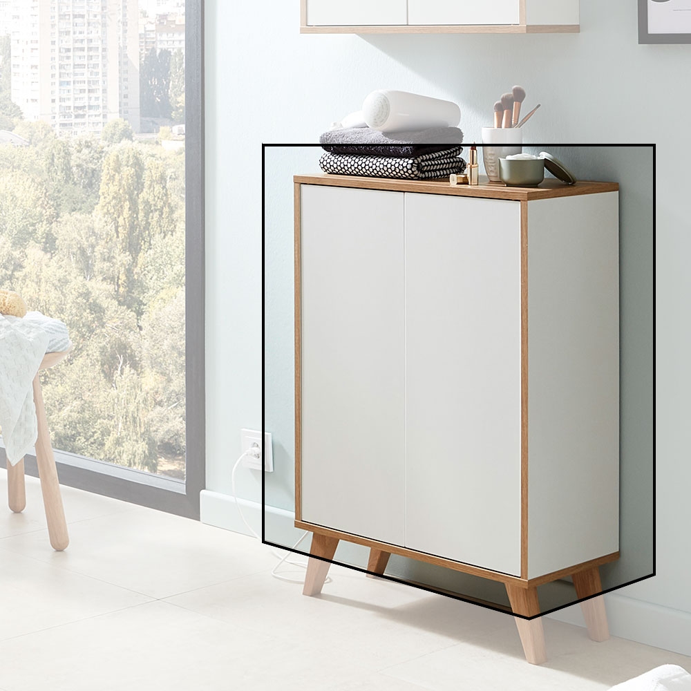 Finn Doppel-Midischrank 60cm - Weiß matt