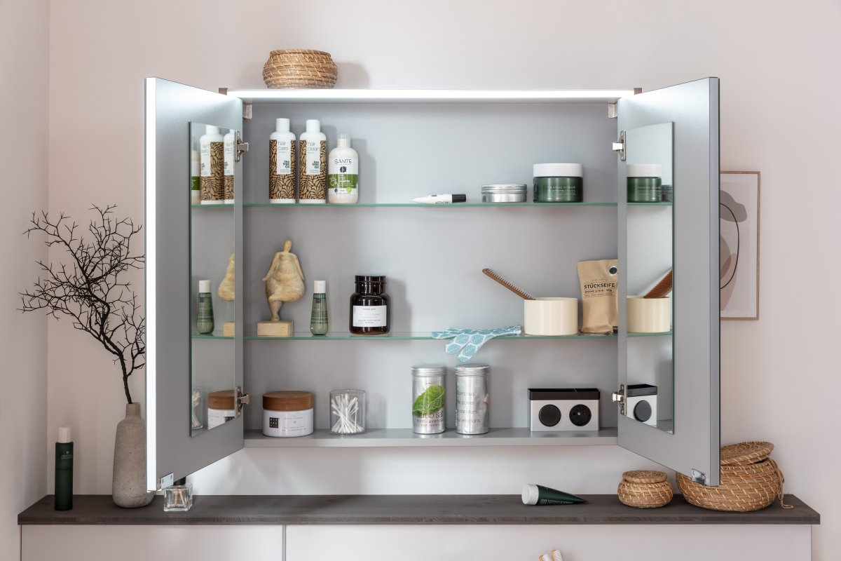 Verona Spiegelschrank 80cm - Weiß Glanz