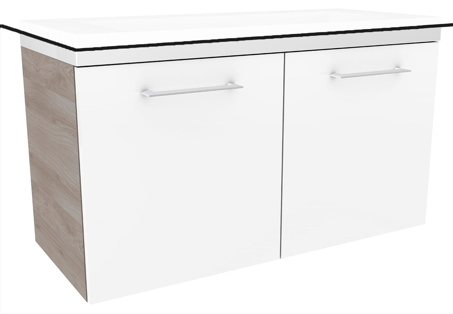 Lima Waschtischunterschrank 80cm Korpusfarbe: Steinesche Frontfarbe: Weiß Hochglanz
