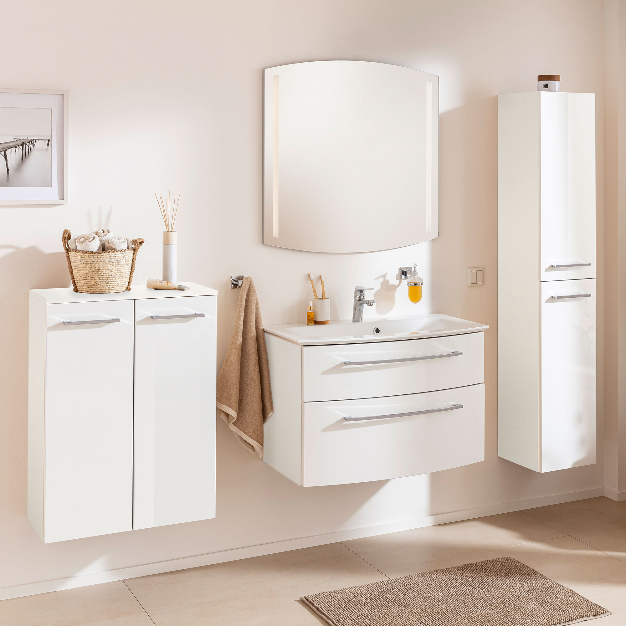 B.Style Doppel- Midischrank 60 cm Korpusfarbe: Sandeiche Frontfarbe: Sandeiche