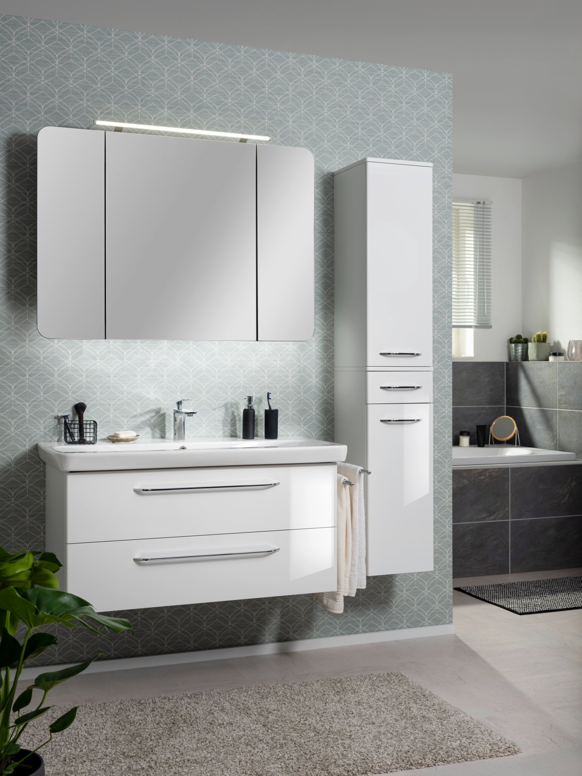 Milano Spiegelschrank Weiß - 110cm