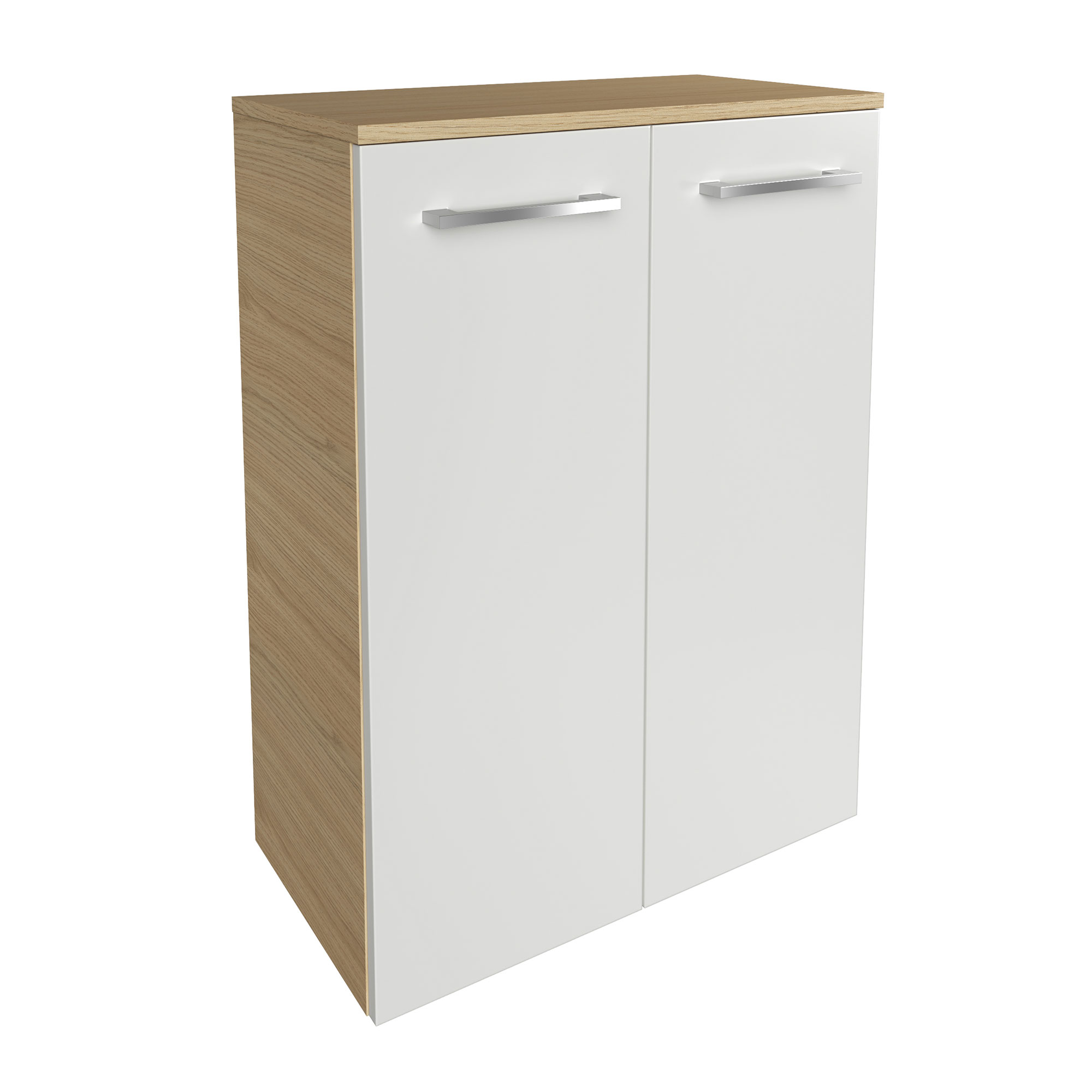 B.Style Doppel- Midischrank 60 cm Korpusfarbe: Sandeiche Frontfarbe: Weiß Hochglanz