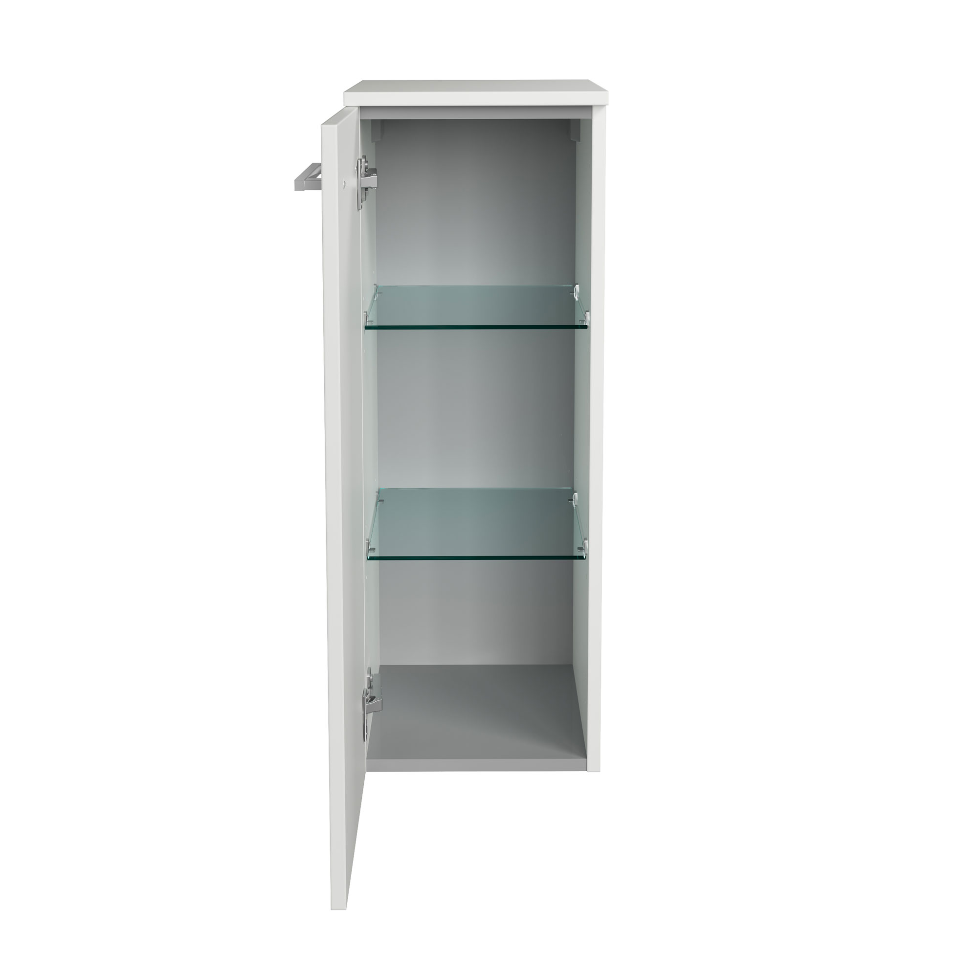 B.Style Midischrank 30 cm Korpusfarbe: Weiß Glanz Frontfarbe: Weiß Hochglanz Anschlag: Links