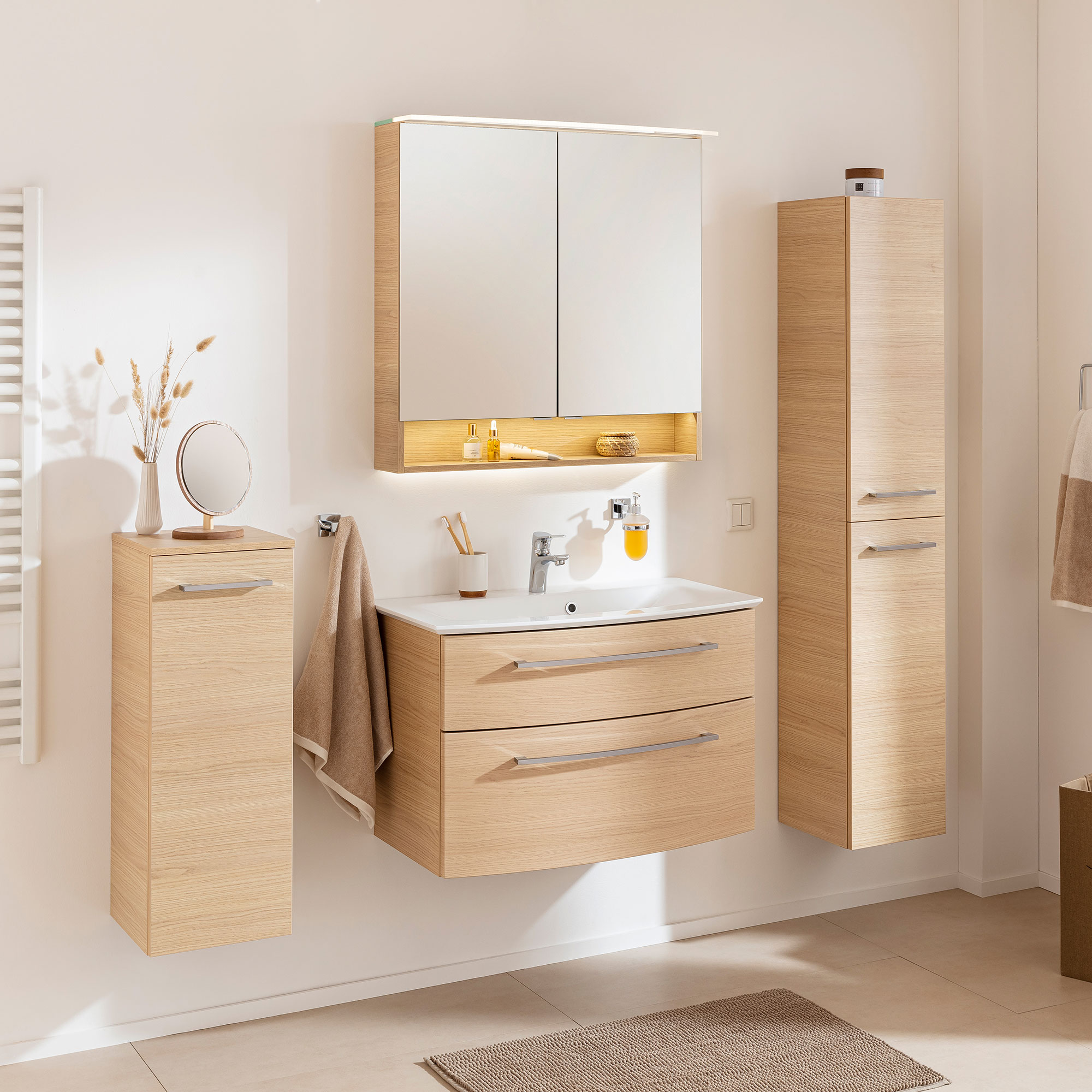 B.Style Midischrank 30 cm Korpusfarbe: Nature Oak Frontfarbe: Nature Oak Anschlag: Rechts