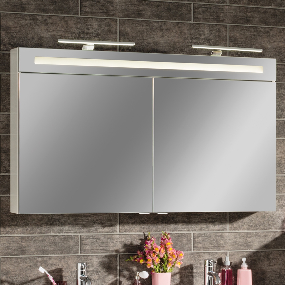 B.clever Spiegelschrank 120cm - 2 Türen Korpusfarbe: Weiß Matt