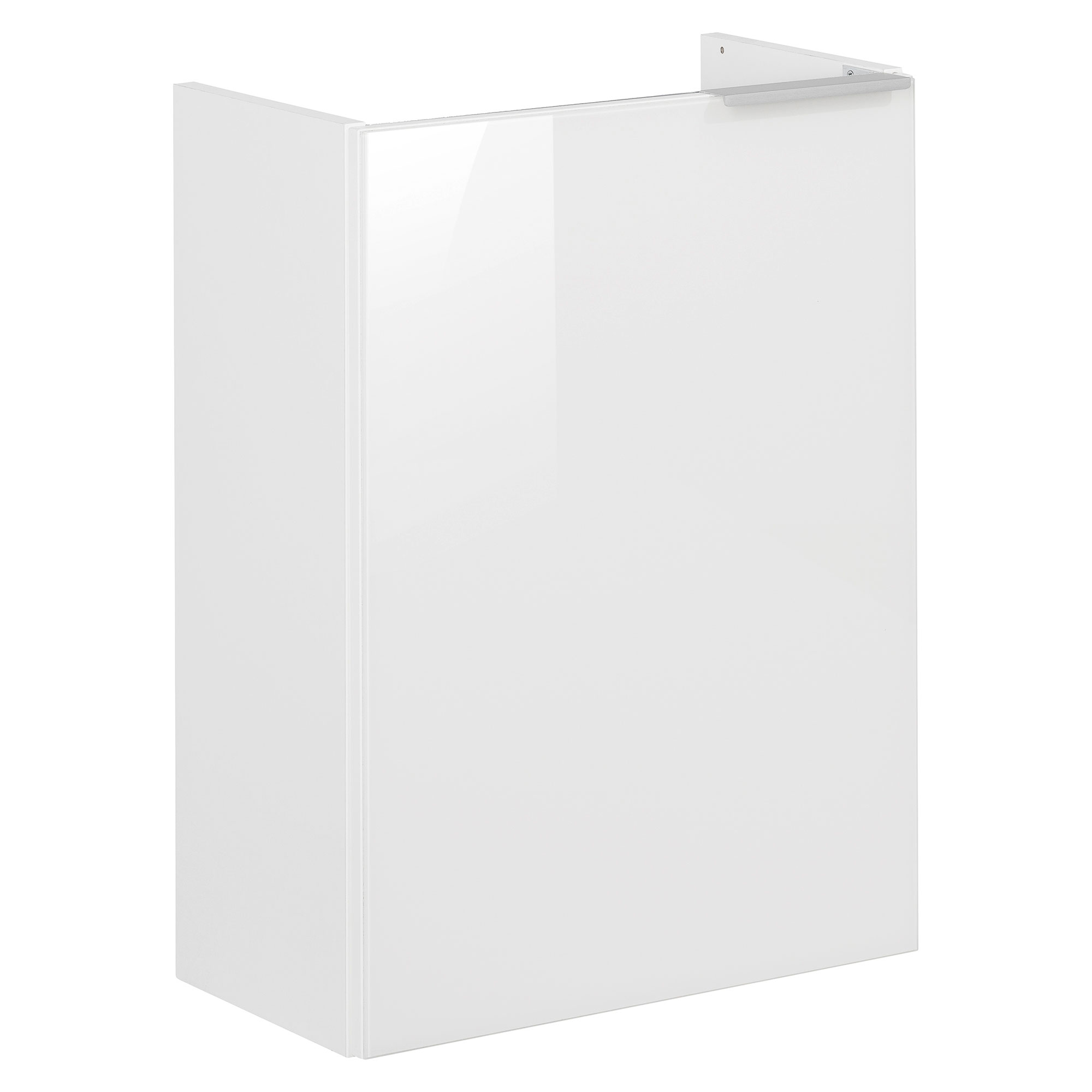 SBC Beckenunterschrank 45 - Glasfront Weiß - Korpus Weiß matt - Linksanschlag
