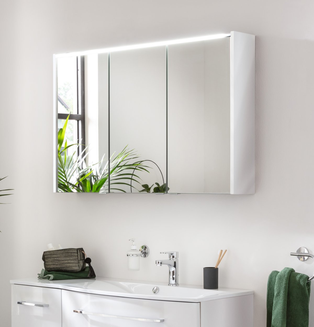 Verona Spiegelschrank 110cm - Weiß Glanz