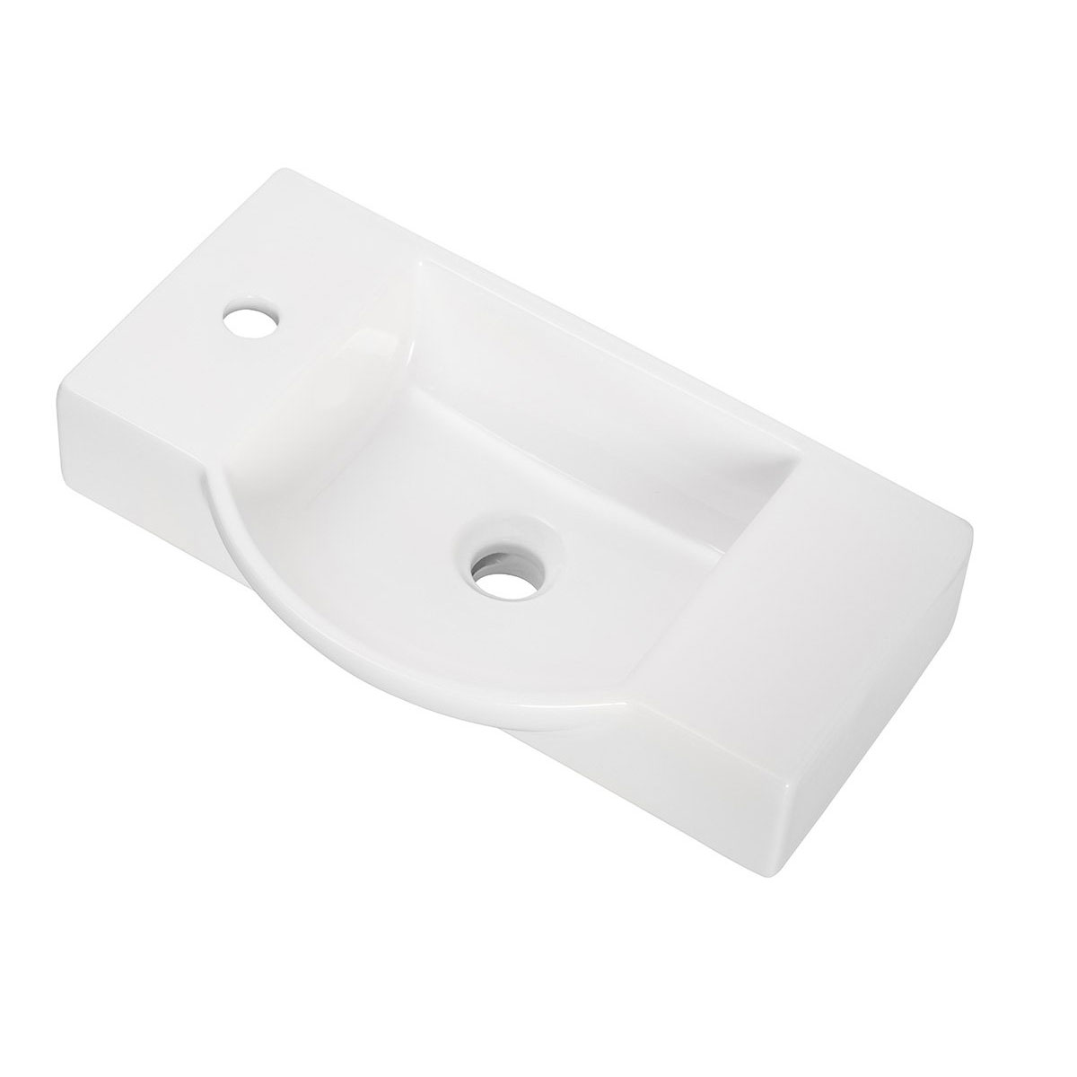 Gäste WC Keramikbecken Hahnloch links