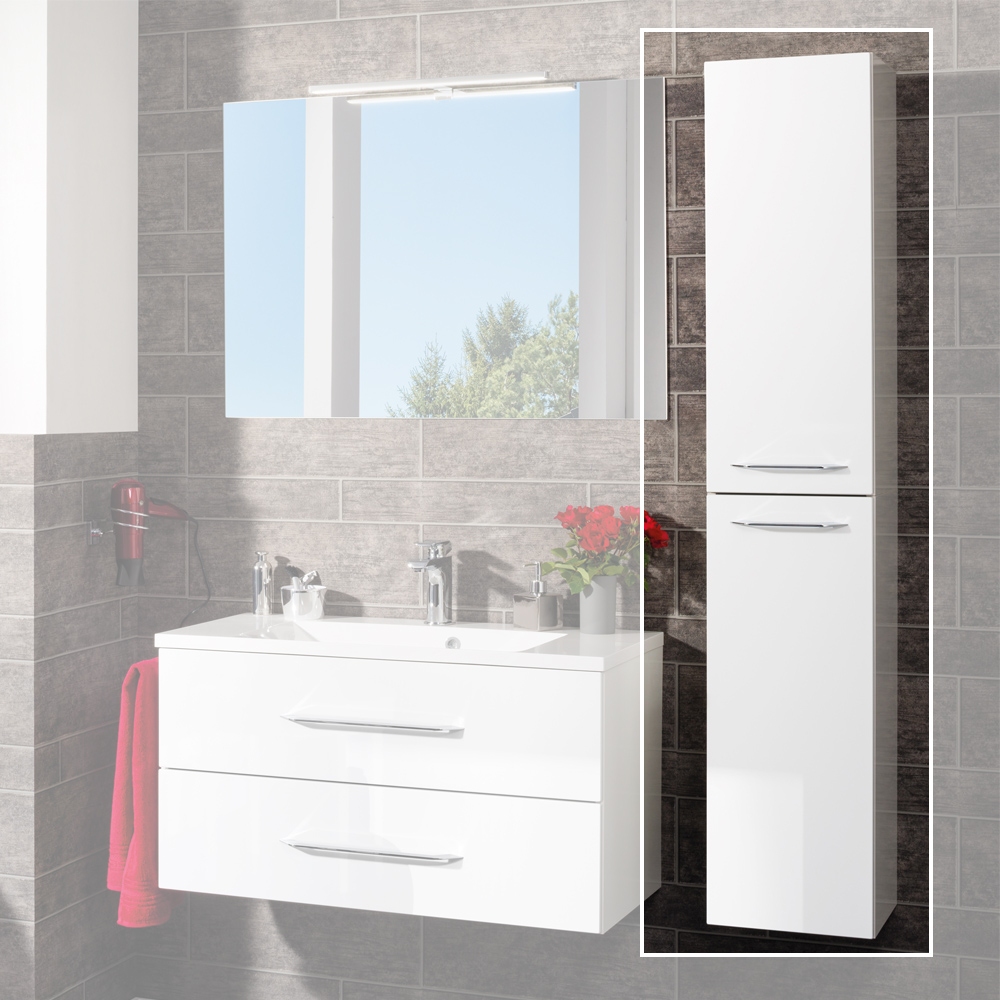 B.clever Hochschrank Korpusfarbe: Weiß Matt Frontfarbe: Weiß Hochglanz