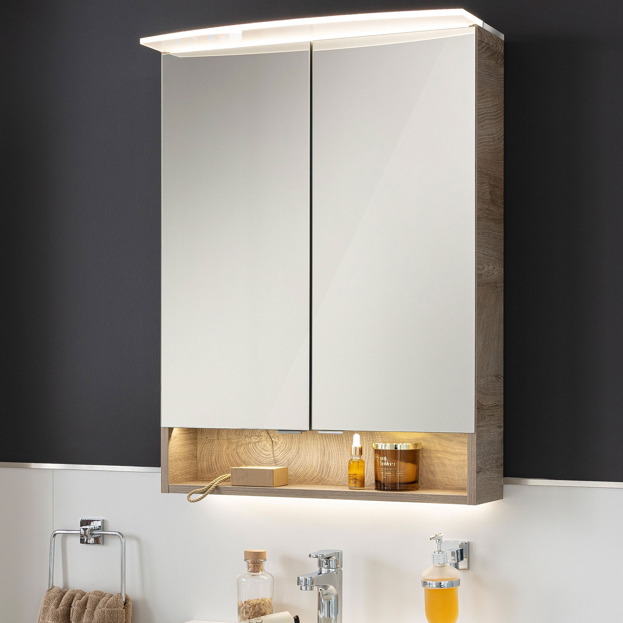 B.Style LED Spiegelschrank 60 cm Korpusfarbe: Nature Oak