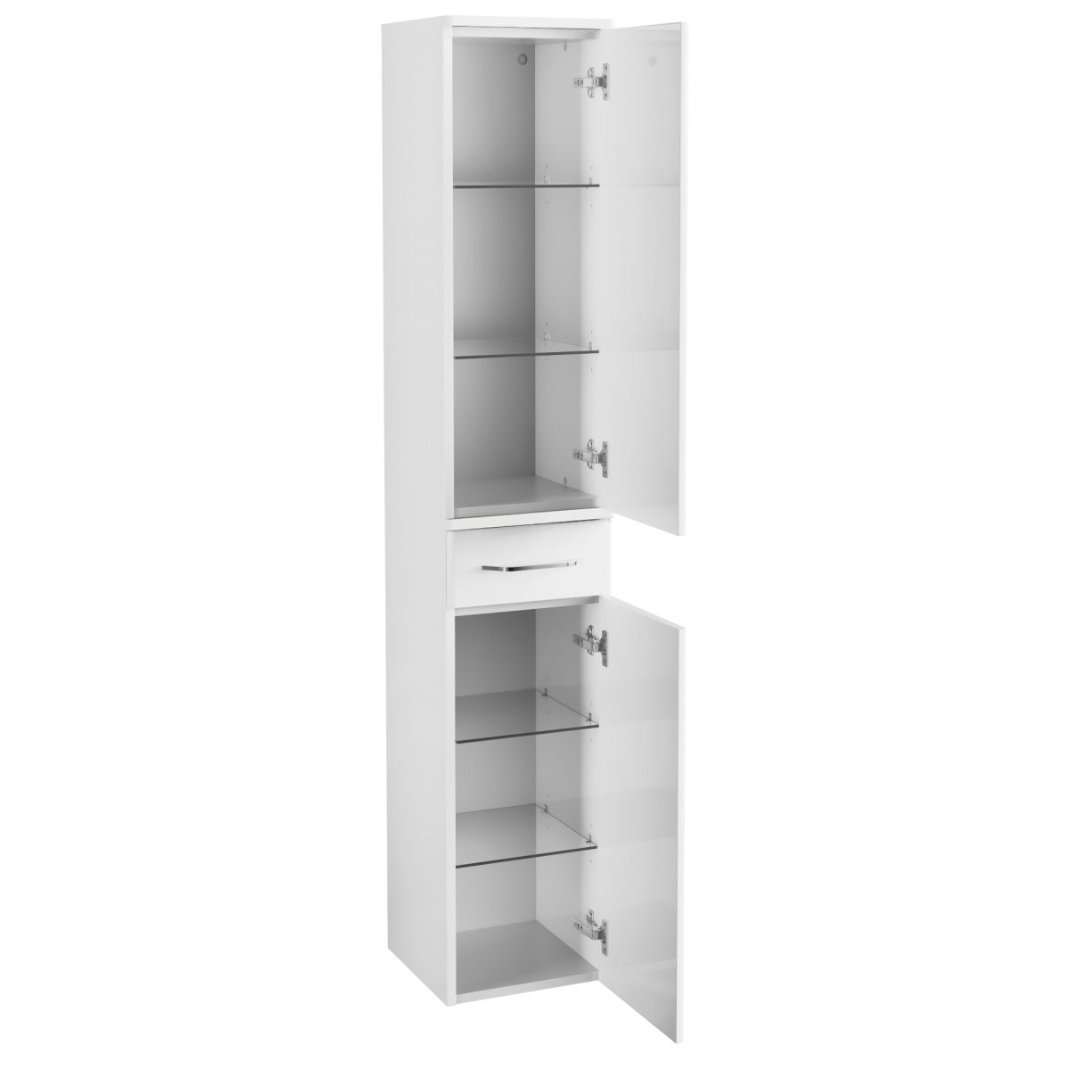 Milano Hochschrank - Weiß Hochglanz - Weiß Matt