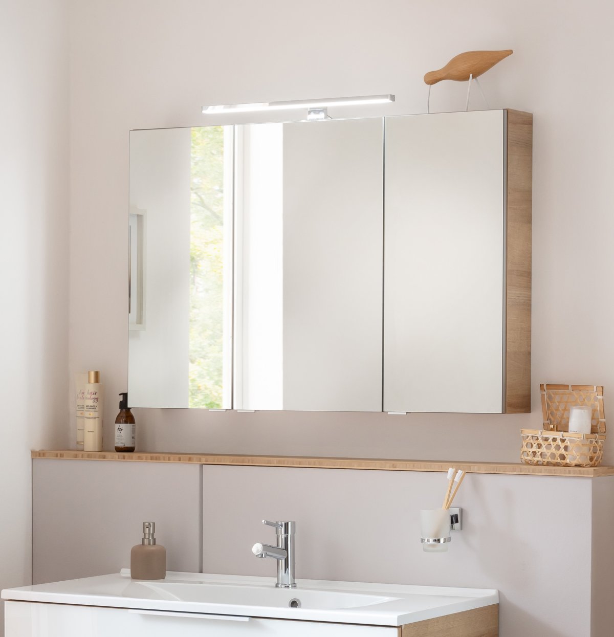 B.brillant LED Spiegelschrank 100cm - Ast Eiche