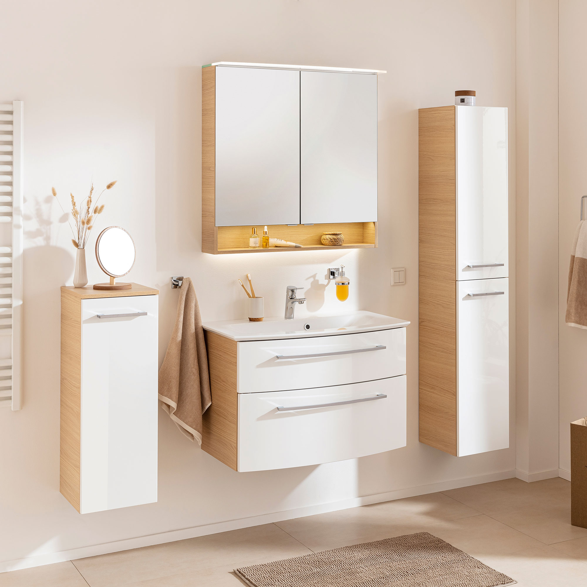 B.Style Midischrank 30 cm Korpusfarbe: Nature Oak Frontfarbe: Nature Oak Anschlag: Rechts