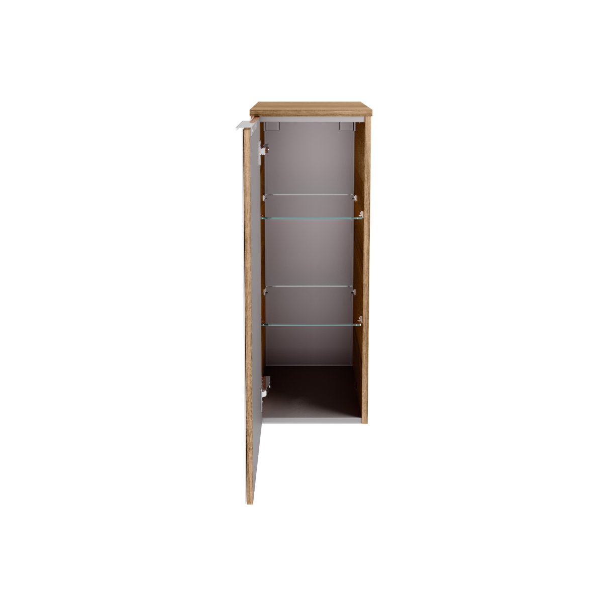 B.brillant Midischrank 30cm - Ast Eiche - Glas Weiß