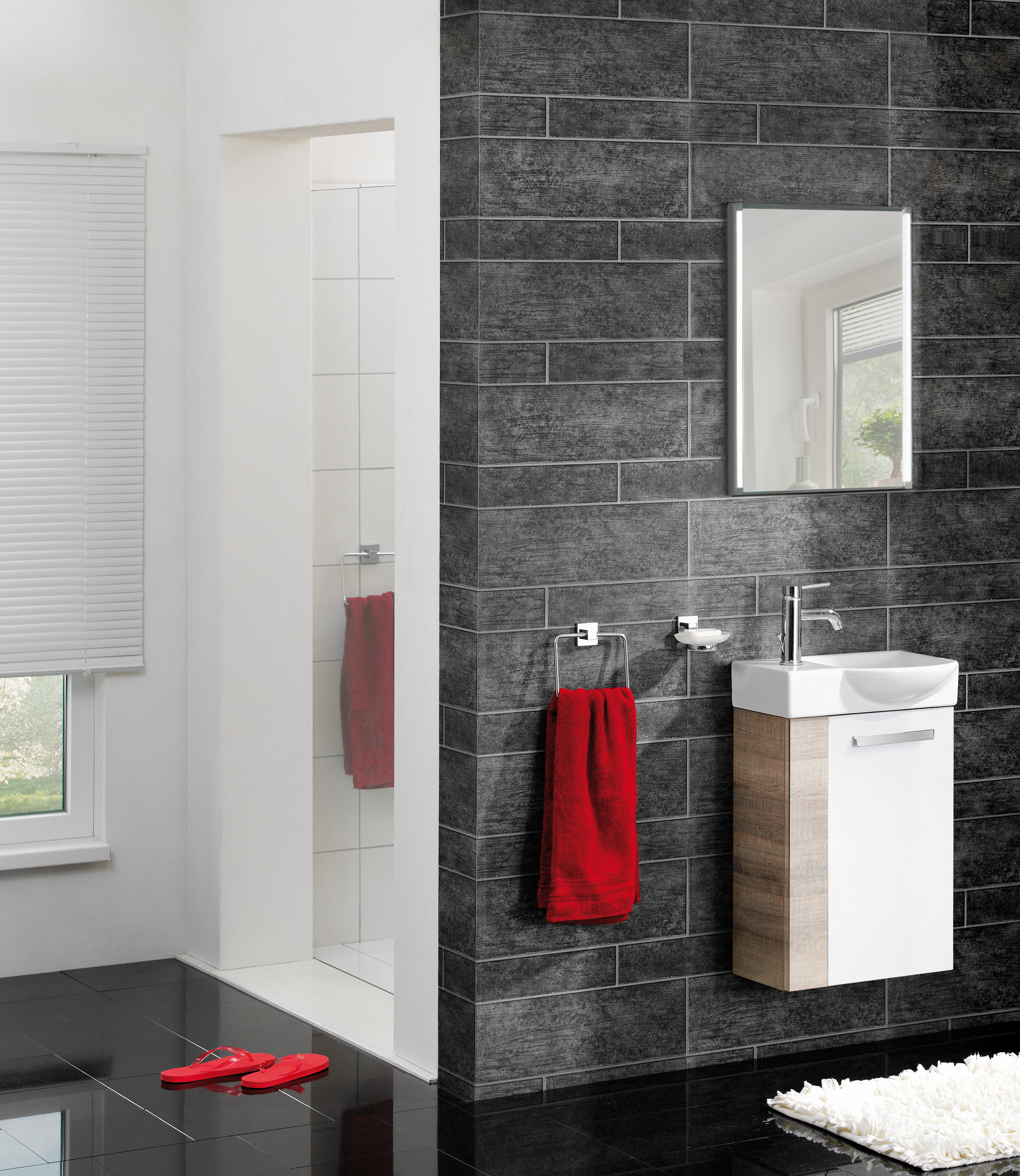 Gäste-WC-Keramikbecken rechts