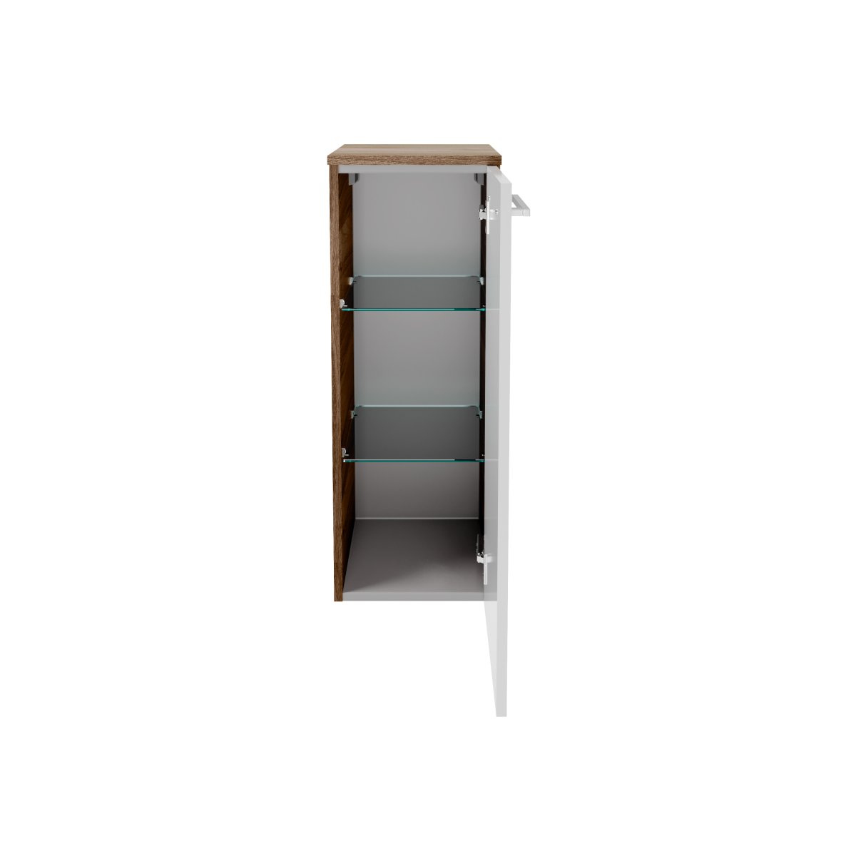 Verona Midischrank rechts - Weiß Hochglanz - Nussbaum