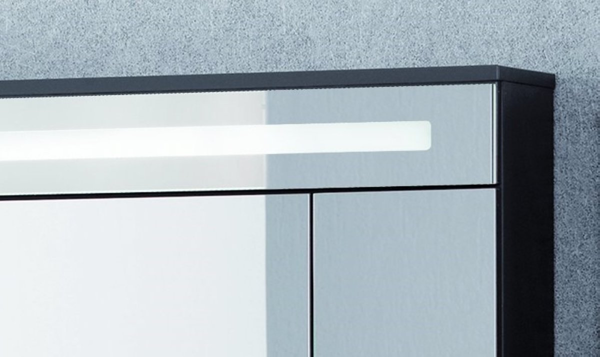 Kara LED Spiegelschrank Korpusfarbe: Anthrazit Frontfarbe: Anthrazit - Glas lackiert
